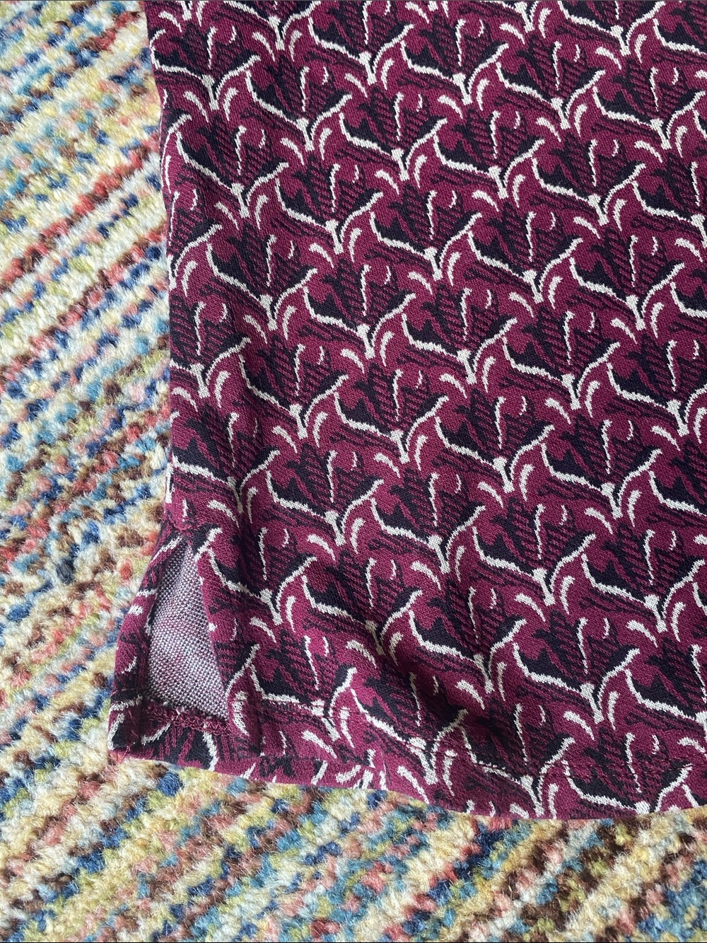 J Jill Ponte Tunic with Burgundy and Black Pattern M - Picture 3 of 11